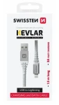 SWISSTEN ARAMID REINFORCED datový kabel USB - Lightning 1.5m bílá (71541012)