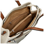 Trendy dámská koženková kabelka na rameno Remiga, krémová