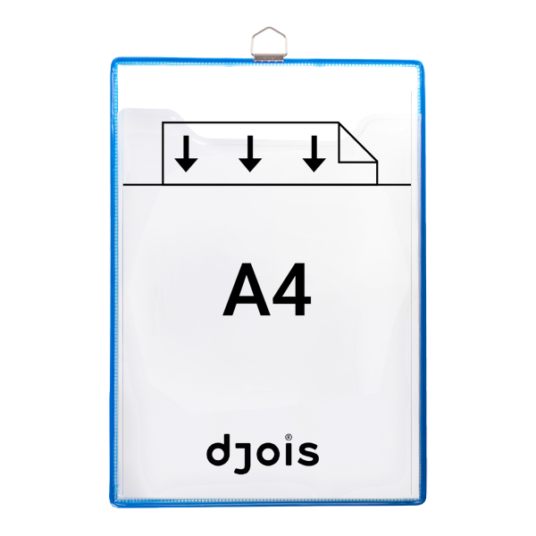 Djois rámeček s kapsou a očkem, A4, otevřený shora, modrý, 5 ks