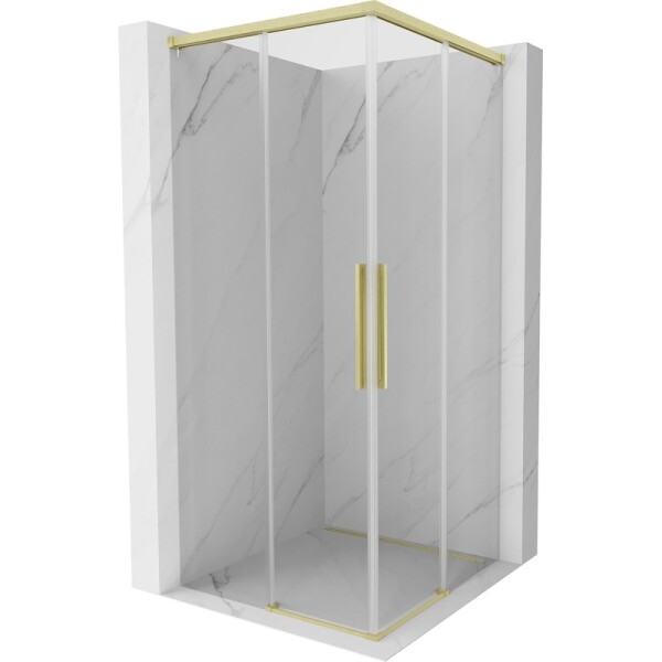MEXEN/S - Rox Duo sprchový kout posuvný 85 x 85, transparent, zlato kartáčovaná 8C2D-085-085-55-00