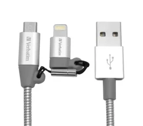 Verbatim 48869 Datový kabel Lightning/MicroUSB/USB-A 1m stříbrná (48869)