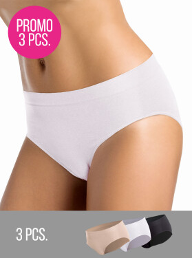 3PACK- Kalhotky klasické bezešvé Slip midi Intimidea Barva: Bilá/Černá/Béžová, Velikost M/L