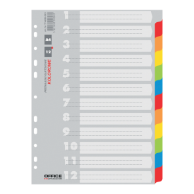 Office Products rozlišovač číselný 1-12, A4, karton, 12 listů, mix barev