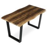 Stůl jídelní, 140x80x75 cm, MDF deska, dekor staré dřevo, kovová nohy ve tvaru U, černý matný lak