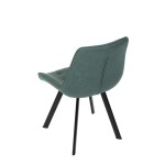 Židle jídelní, zelená látka v dekoru broušené kůže, černý kov