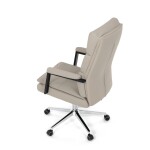 Křeslo kancelářské, béžová ekokůže, kříž kov chromový, houpací mechanismus, čalouněné područky