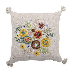 Bloomingville Vyšívaný polštář Pico Cotton 50 × 50 cm, multi barva, textil