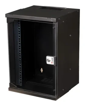 Equip ECO 300x300mm černá / Nástěnný rozvaděč 10" / 9U / skleněné dveře / hloubka 300 mm (EWM-09-3030-B)