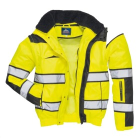 Portwest Bunda Hi-Vis bomber Classic C466 odepínatelné rukávy a kapuce reflexní POR-C466YBR Žluto-černá