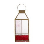 Bloomingville Lucerna Drew Colour Glass Rose 34 cm, červená barva, sklo, kov