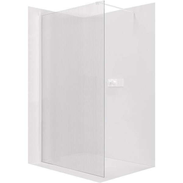 CERANO Sprchová zástěna Walk-in Onyx Cube L/P - 8 mm - hranatá vzpěra - bílá matná, rýhované sklo - 50x200 cm