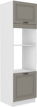 Vysoká skříňka pro vestavnou a mikrovlnou troubu Stilo 60 DPM-210 2F Barva korpusu: Bílá, Barva dvířek: Clay Grey