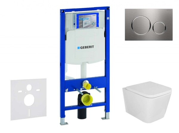GEBERIT - Duofix Set předstěnové instalace, klozetu Arkas I a sedátka softclose, tlačítko Sigma20, nerez SANI11CA6105