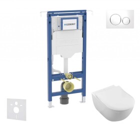 GEBERIT - Duofix Set předstěnové instalace, klozetu a sedátka Villeroy Boch, tlačítka Sigma20, DirectFlush, SoftClose, CeramicPlus, bílá/lesklý chrom SANI11CK3114