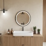 Zrcadlo se senzorem SAT 70x70 cm černá SATZKULED70CE SATZKULED70CE
