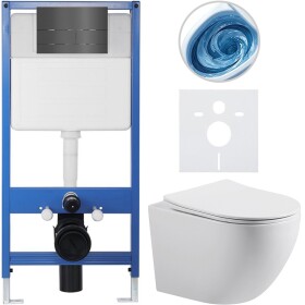 CERANO - Kompletní WC set Profi/Cesso - bílá lesklá - WC tlačítko Line. tmavě šedá - předstěnová instalace - 49x36 CER-8050BD84365