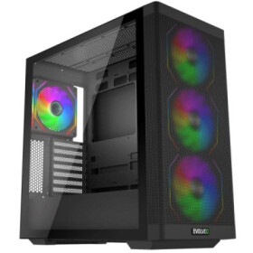 EVOLVEO Scorpio, skříň eATX/ATX, 4x ARGB ventilátor 120mm, boční panel temperované sklo + mřížkovaný přední panel EDF_547242