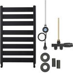 CERANO - Koupelnový radiátorový set Marco - kombinované vytápění, wifi tyč - boční jednobodové připojení - 600W - černá matná - 920x550 mm CER-682964