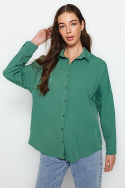 Trendyol Khaki Oversize/Široký Střih Tkaná Košile