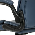 Křeslo kancelářské, tmavě modrá ekokůže, kovový kříž, kolečka na tvrdé podlahy