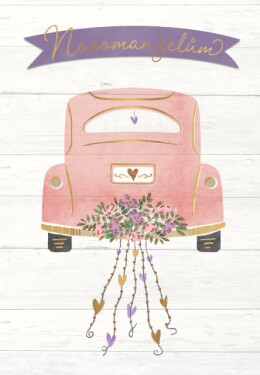 Svatební auto s květy a srdíčky - Albi