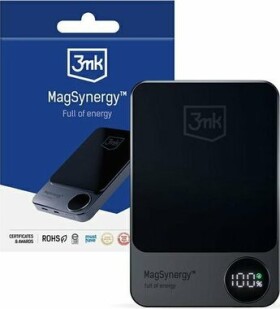 3mk MagSynergy 10000 mAh černá / Bezdrátová Powerbanka / 18 W / 2v1 / USB-C - Lightning (5903108497381)