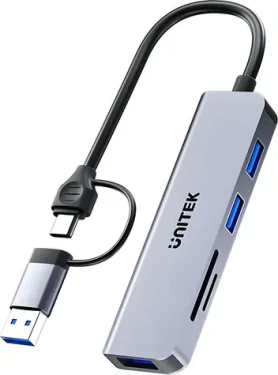 Unitek uHUB P5+ / USB hub / 3x USB-A 2.0 / SD / microSD (H1320AGY01)
