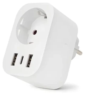 Entac WiFi zásuvkový adaptér bílá / Zásuvkový adaptér / 2x USB-A / 1x USB-C / 16 A / 3680 W (ES-SSAUSB-WIBLE)