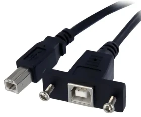 StarTech USB 2.0 kabel s montáží na panel černá / Kabel / USB B samec-samice / 91 cm / 480 Mbit/s (USBPNLBFBM3)
