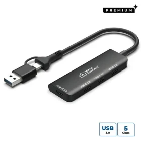 MicroConnect Premium USB-C Hub stříbrná / USB hub / 4× USB-C 3.2 Gen 2 / 0,3 m kabel (UC0070-5G-USB-C-4IN1-C)