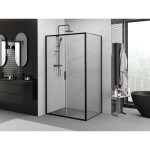 MEXEN/S - Exo sprchový kout, posuvné dveře 155 x 95, transparent, černá 8151-155-095-70-00