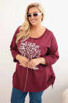 Dámská blůza Plus Size bavlněná s potiskem stromu bordó UNI