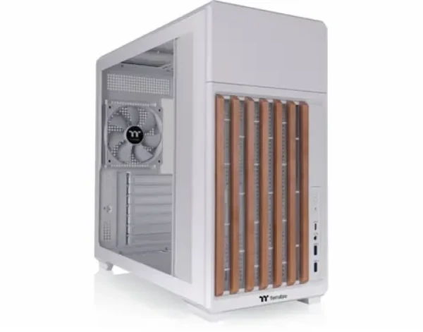 Thermaltake TR300 WS bílá, dřevo / Skříň ATX / 2x USB-A 3.2 / 1x USB-C 3.2 / bez zdroje / průhledná bočnice (CA-11M-00M6WN-WS)