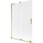 MEXEN/S - Velar L dvoukřídlá posuvná vanová zástěna 120 x 150, dekor, zlatá 896-120-003-31-50