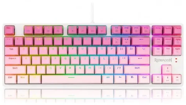 Redragon K645W-GP RGB Cass růžová / Herní klávesnice / mechanická / RGB / USB / US layout (K645W-GP-RGB)