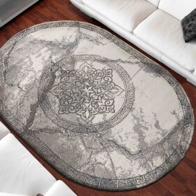 DumDekorace DumDekorace Luxusní šedý oválný koberec originálním vzorem