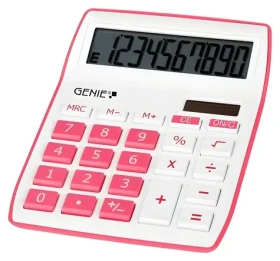 Genie 840P růžová / Kalkulačka / Stolní / 10místný displej / solární a bateriové napájení / sklopný displej (12264)