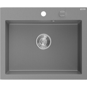 MEXEN - Elix granitový dřez 1-miska 600 x 500 mm, šedý, sifon chrom 6525601005-71