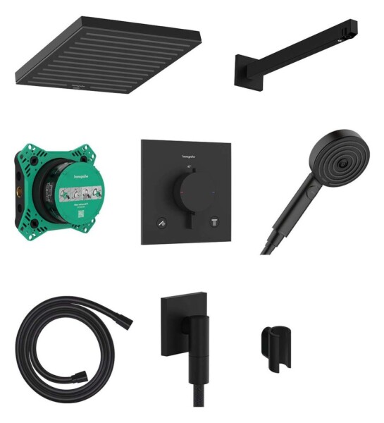HANSGROHE - Pulsify E Sprchový set s termostatem pod omítku, s tělesem, 26x26 cm, EcoSmart, matná černá 24625670