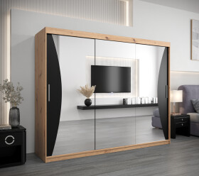 Šatní skříň Abi Mo Dveře: Dub artisan, Rozměr: 250 cm, Korpus: Černá