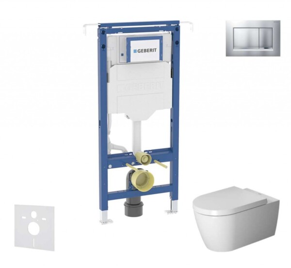 GEBERIT - Duofix Set předstěnové instalace, klozetu a sedátka Duravit ME by Starck, tlačítka Sigma30, Rimless, SoftClose, matný chrom/chrom SANI11CP2104