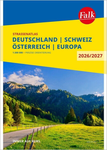 Německo, Švýcarsko, Rakousko 1:300 000 / atlas silnic 2026/2027 Falk