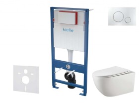 Kielle - Genesis Set předstěnové instalace, klozetu Gaia, sedátka softclose a tlačítka Gemini II, lesklý chrom 30505SS54