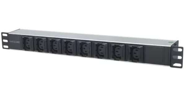 Intellinet PDU 19" 8x C13 černo-stříbrná / PDU / 1U / 8x zásuvka C13 / 16 A / kabel 2 m (163651)