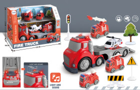 Mamido Hasičské auto s vlečkou pro nejmenší se světly a zvuky Fire Truck Transport