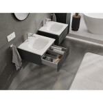 MEXEN/S - Rivel koupelnová skříňka 50 cm s umyvadlem Vela, 1 šuplík, reliéf , grafit mat/bílá mat 91A20-05023-1-BF66-W23M01