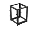 Lanberg Open Rack 15U černá / Stojanový rack / 19" / 600×600 mm / nastavitelná hloubka 576–1034 mm / nosnost 600 kg (OR01-6115-B)