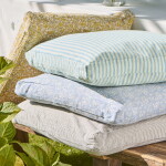 Ib Laursen Povlak na polštář Linea Mustard / Light Pink stripes 45 x 45 cm, oranžová barva, textil