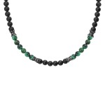 Pánský korálkový náhrdelník Luca - 6 mm přírodní onyx a tygří oko, Zelená 47 cm