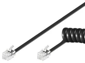 PremiumCord Kabel telefonní kroucený 4 žíly 2m černý / Kabel telefonní / RJ14 4P4C / CCA (tk4rs-02b)